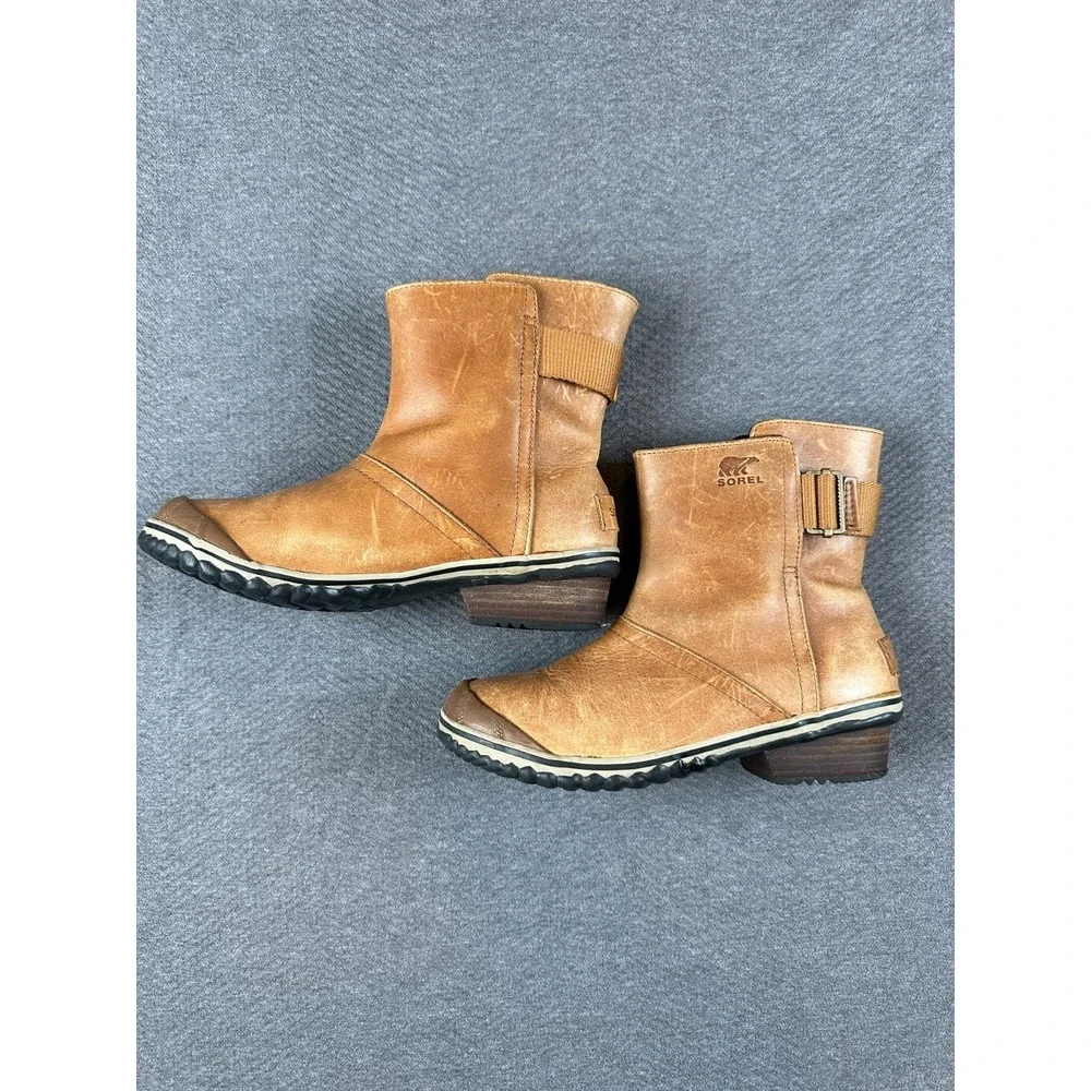 Sorel Addington Strap Boots Women's 7 Elk Brown Leather Waterproof NL2156-286